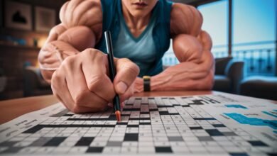 visibly muscular crossword clue